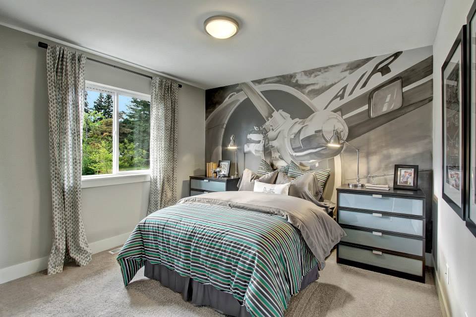 Bedroom with Airplane Mural
